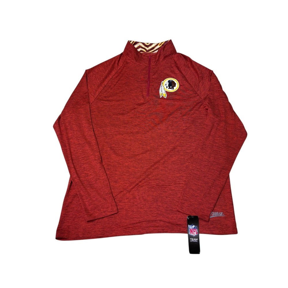 NWT NFL Washington‎ Commanders Zubaz Space Dye 1/4 Zip Pullover Top XL Red